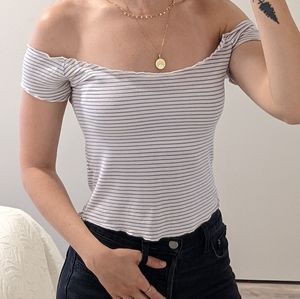Brandy Melville striped, ruffled crop top